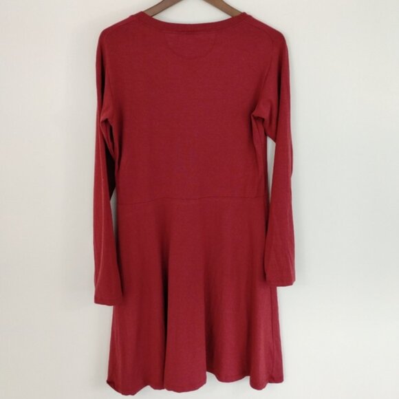 FIG Safari Travel Dress Large Red Bamboo Blend Long Sleeve Comfy Fitted - Picture 8 of 8